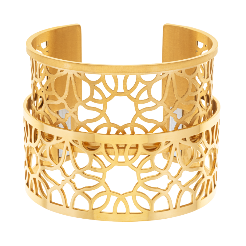 Bracelet jonc Méli Versa en acier doré, 30 mm