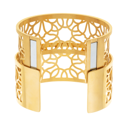 Bracelet jonc Méli Versa en acier doré, 30 mm