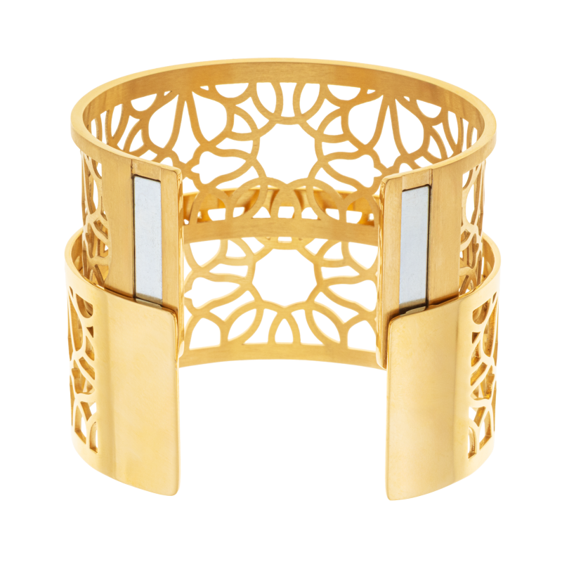 Bracelet jonc Méli Versa en acier doré, 30 mm