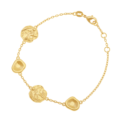 Bracelet en plaqué or, doré à l'or fin, galets