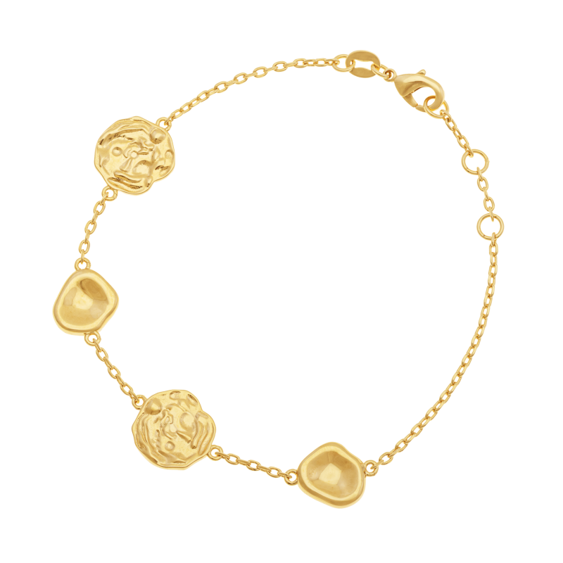 Bracelet en plaqué or, doré à l'or fin, galets