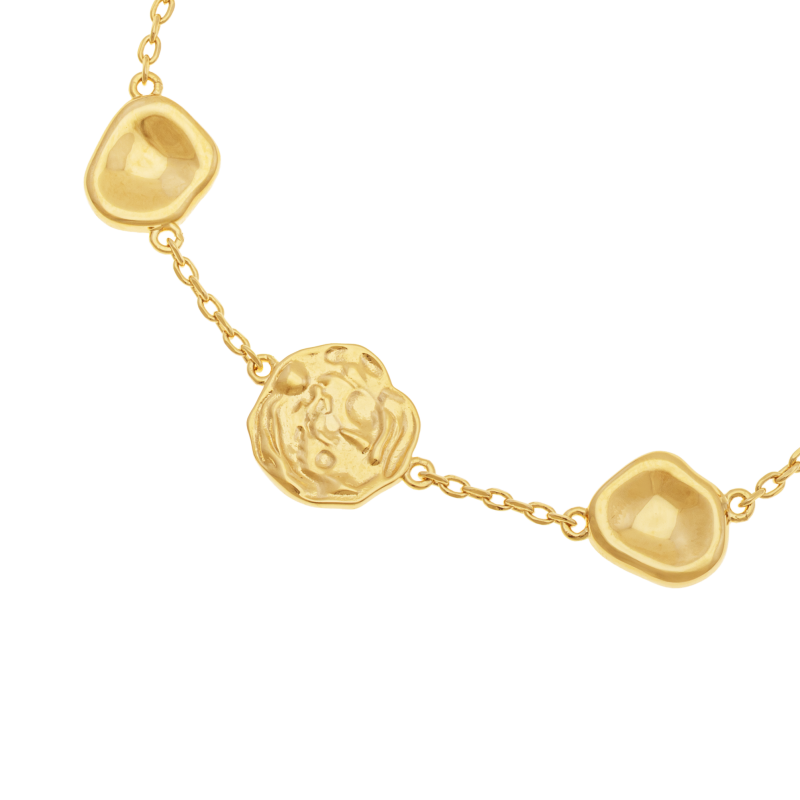 Bracelet en plaqué or, doré à l'or fin, galets