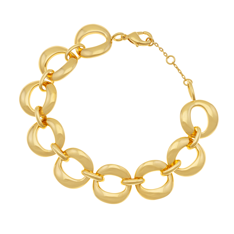 Bracelet en plaqué or, doré à l'or fin, maille ovale