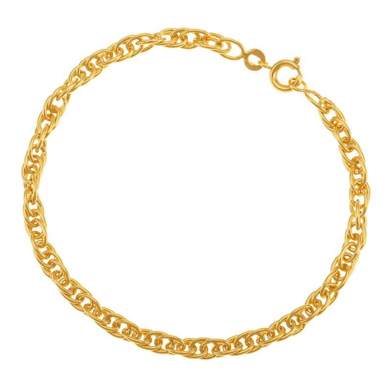 Bracelet en plaqué or, doré à l'or fin, maille torsadée