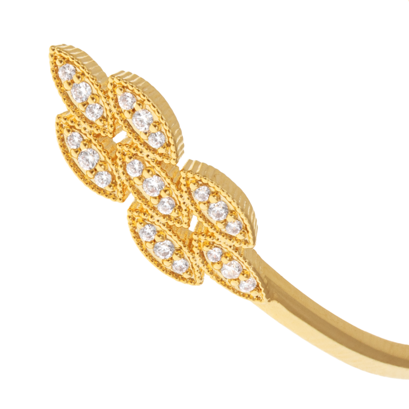 Bracelet jonc en plaqué or, doré à l'or fin, oxydes de zirconium