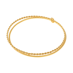 Bracelet joncs en plaqué or, doré à l'or fin, lisse et torsadé