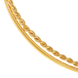 Bracelet joncs en plaqué or, doré à l'or fin, lisse et torsadé