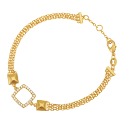 Bracelet en plaqué or, doré à l'or fin, oxydes de zirconium, carré