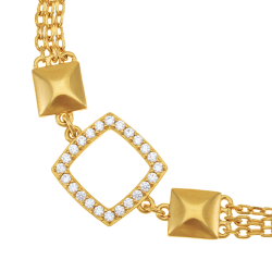 Bracelet en plaqué or, doré à l'or fin, oxydes de zirconium, carré