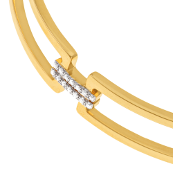 Bracelet jonc en plaqué or, doré à l'or fin, rhodié, oxydes de zirconium