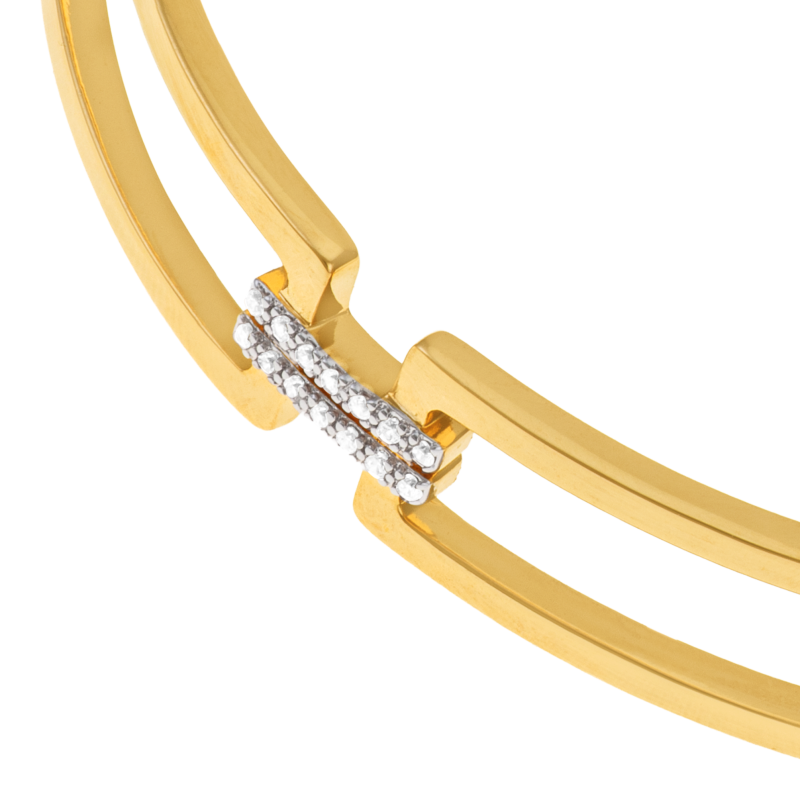 Bracelet jonc en plaqué or, doré à l'or fin, rhodié, oxydes de zirconium