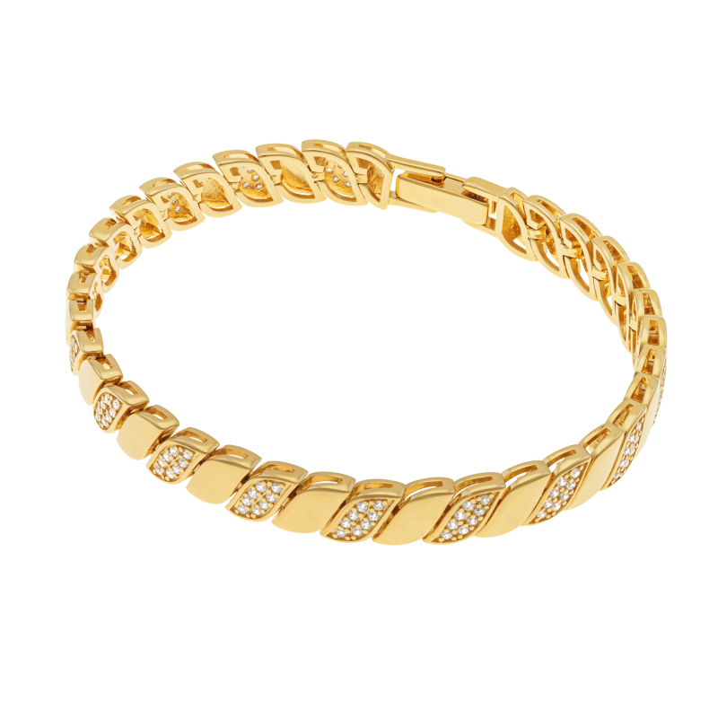 Bracelet en plaqué or, doré à l'or fin, oxydes de zirconium
