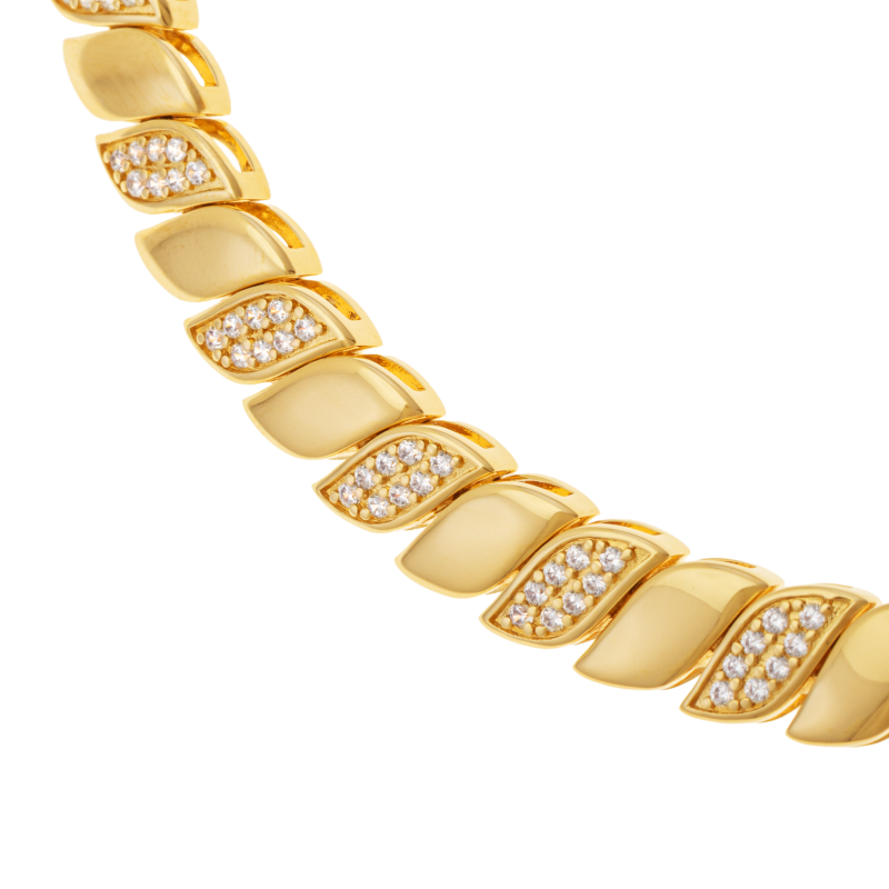 Bracelet en plaqué or, doré à l'or fin, oxydes de zirconium