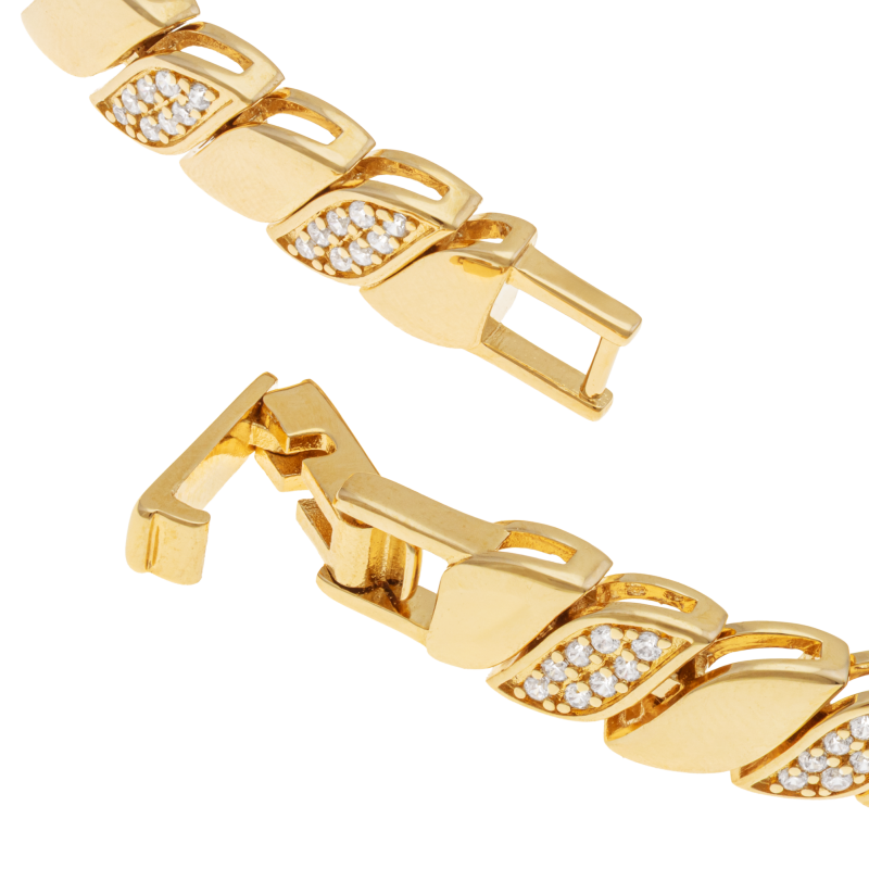 Bracelet en plaqué or, doré à l'or fin, oxydes de zirconium