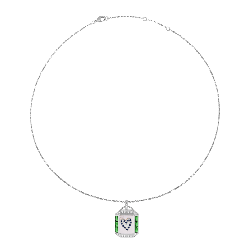 Collier en argent rhodié, oxydes de ziconium et nacre