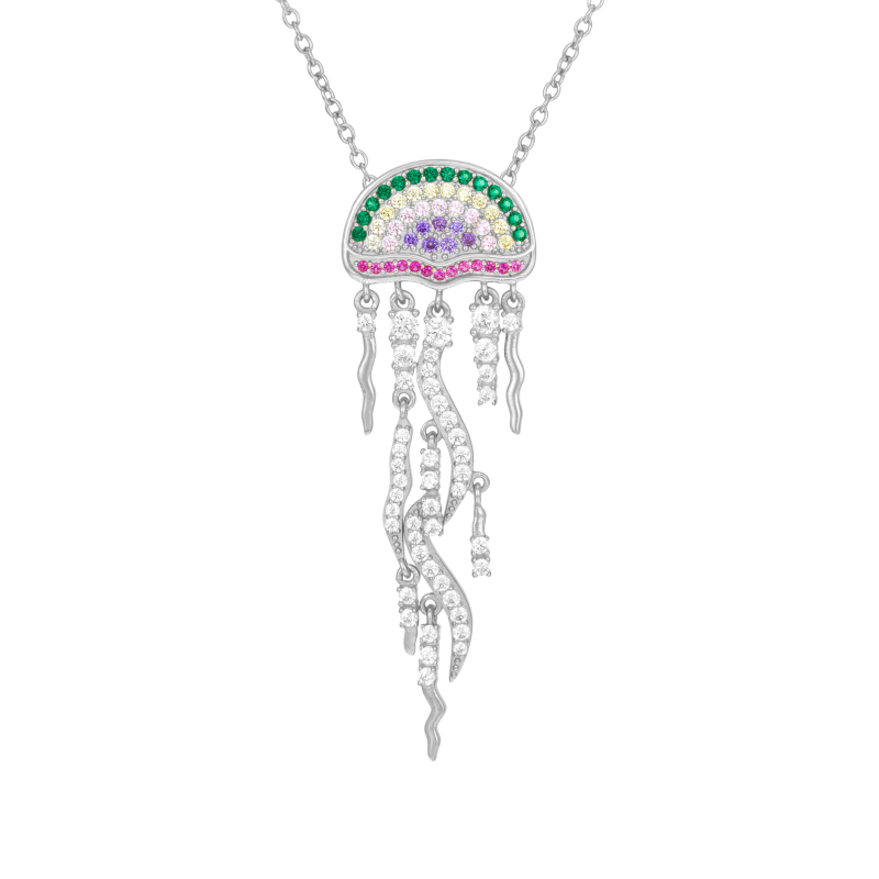 Collier en argent rhodié et oxydes de zirconium