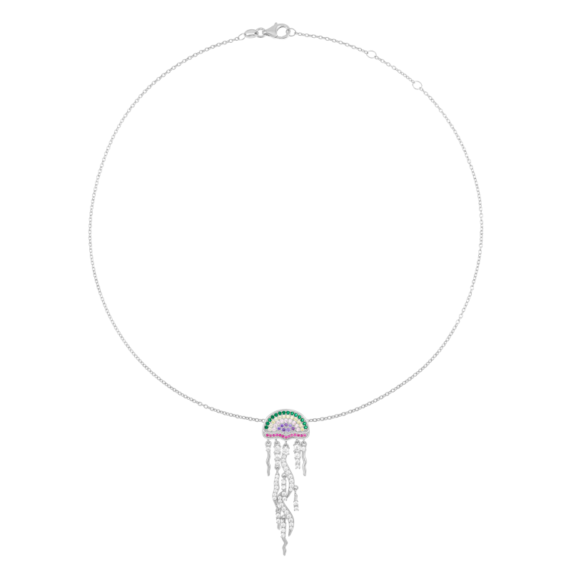 Collier en argent rhodié et oxydes de zirconium