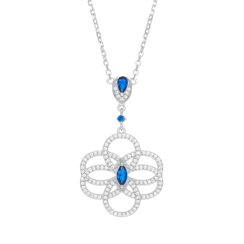 Collier en argent rhodié et oxydes de zirconium