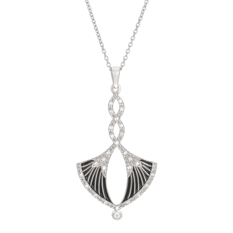 Collier en argent rhodié, oxydes de zirconium et laque