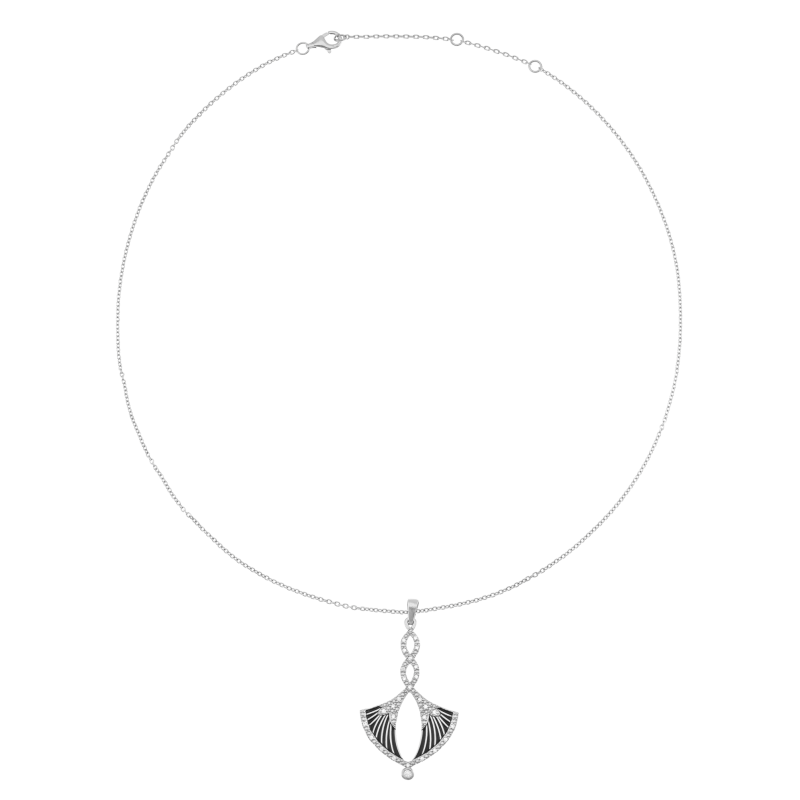 Collier en argent rhodié, oxydes de zirconium et laque