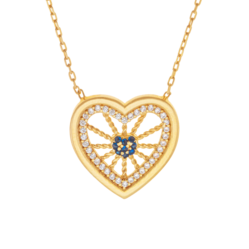 Collier en argent doré et oxydes de zirconium