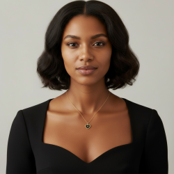 Collier en argent doré, onyx et oxyde de zirconium, coeur