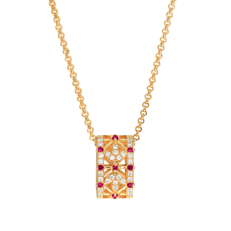 Collier en argent doré et oxydes de zirconium 