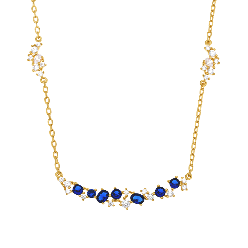 Collier en plaqué or, doré à l'or fin et oxydes de zirconium 