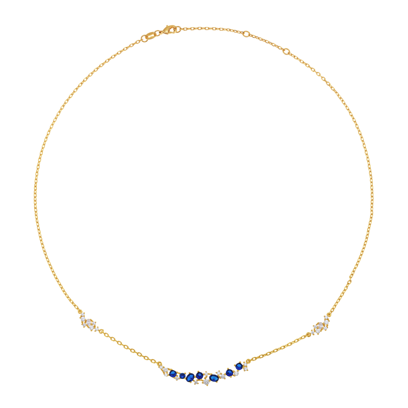 Collier en plaqué or, doré à l'or fin et oxydes de zirconium 