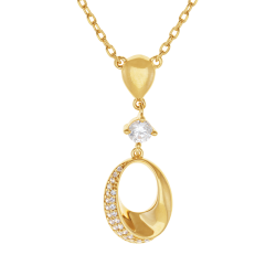 Collier en plaqué or, doré à l'or fin et oxydes de zirconium 