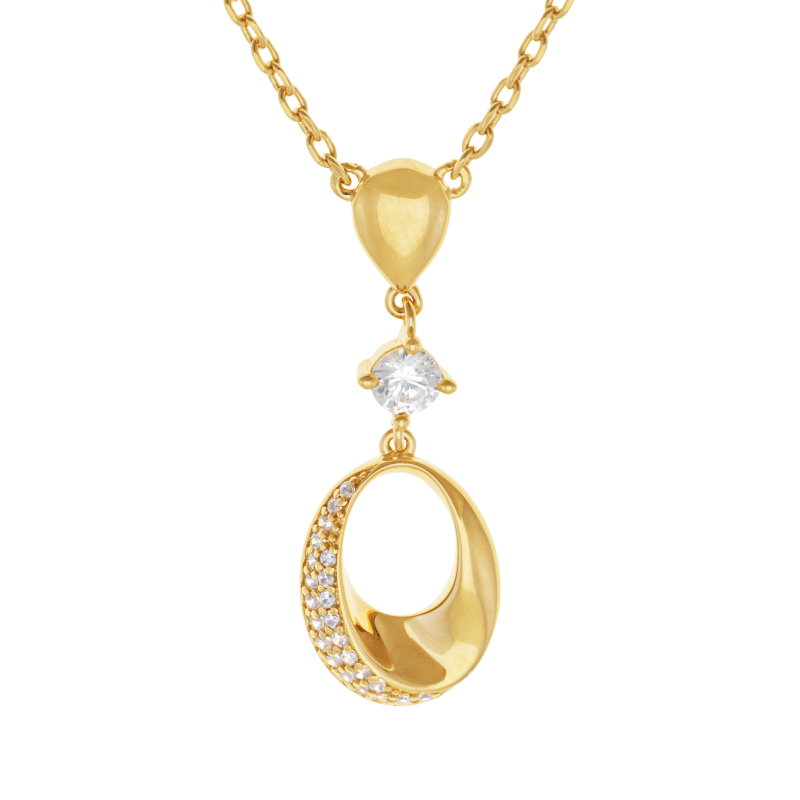 Collier en plaqué or, doré à l'or fin et oxydes de zirconium 