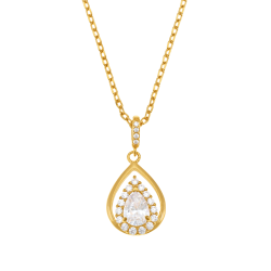 Collier en plaqué or, doré à l'or fin et oxydes de zirconium