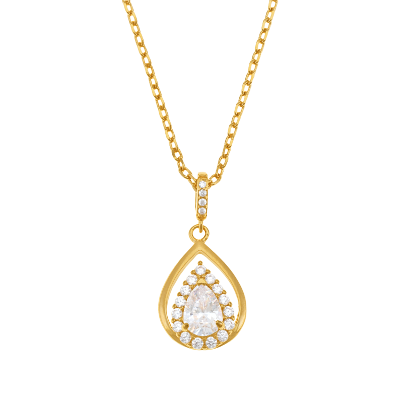 Collier en plaqué or, doré à l'or fin et oxydes de zirconium