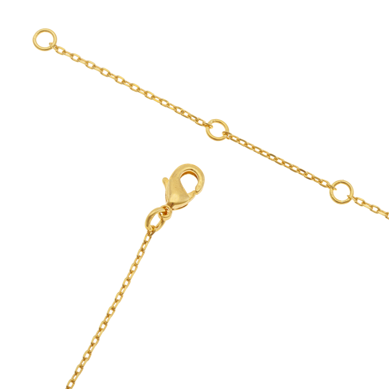 Collier en plaqué or, doré à l'or fin et oxydes de zirconium bleu, fleurs