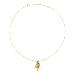 Collier en plaqué or, doré à l'or fin et oxydes de zirconium, papillon