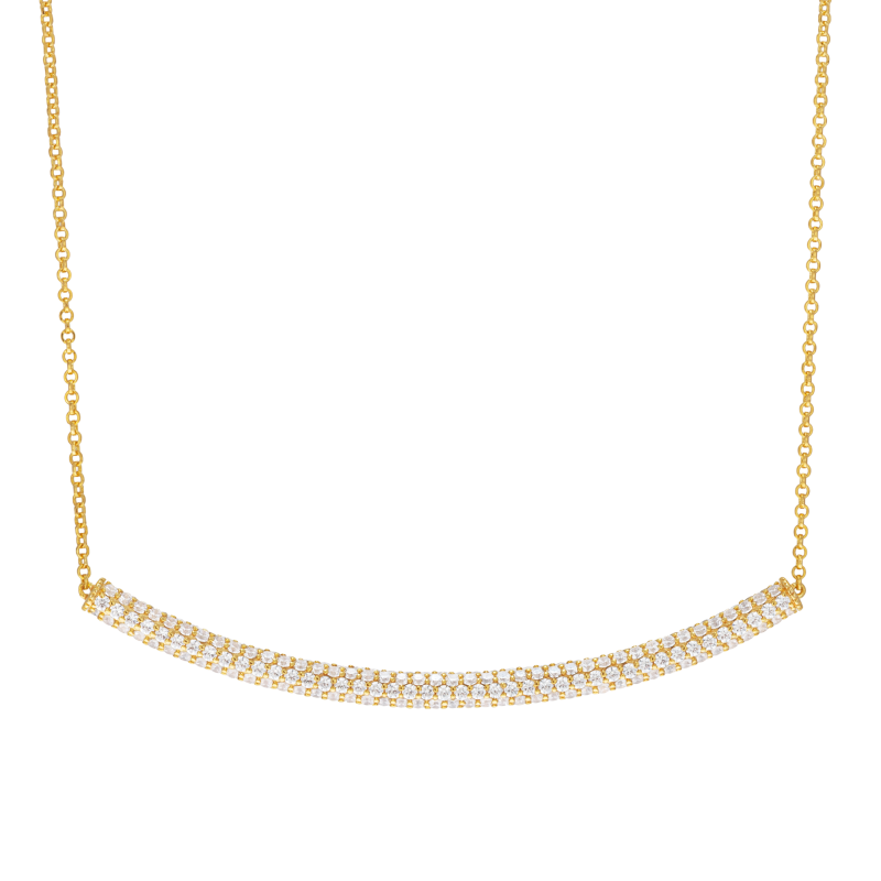 Collier en plaqué or, doré à l'or fin et oxydes de zirconium 