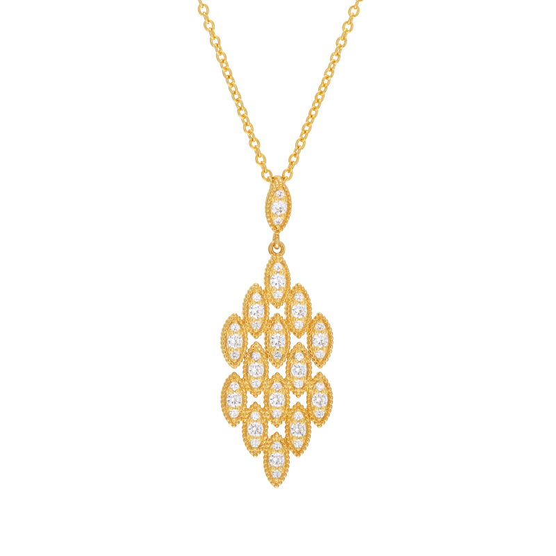 Collier en plaqué or, doré à l'or fin et oxydes de zirconium