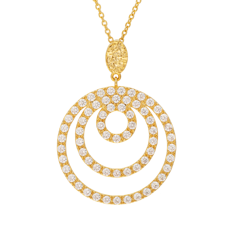 Collier en plaqué or, doré à l'or fin et oxydes de zirconium