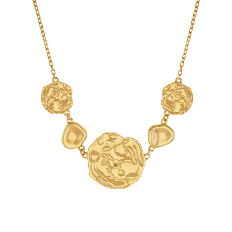Collier en plaqué or, doré à l'or fin, multi pastilles 