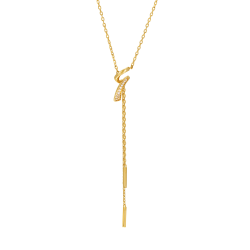 Collier en plaqué or, doré à l'or fin et oxydes de zirconium, noeud