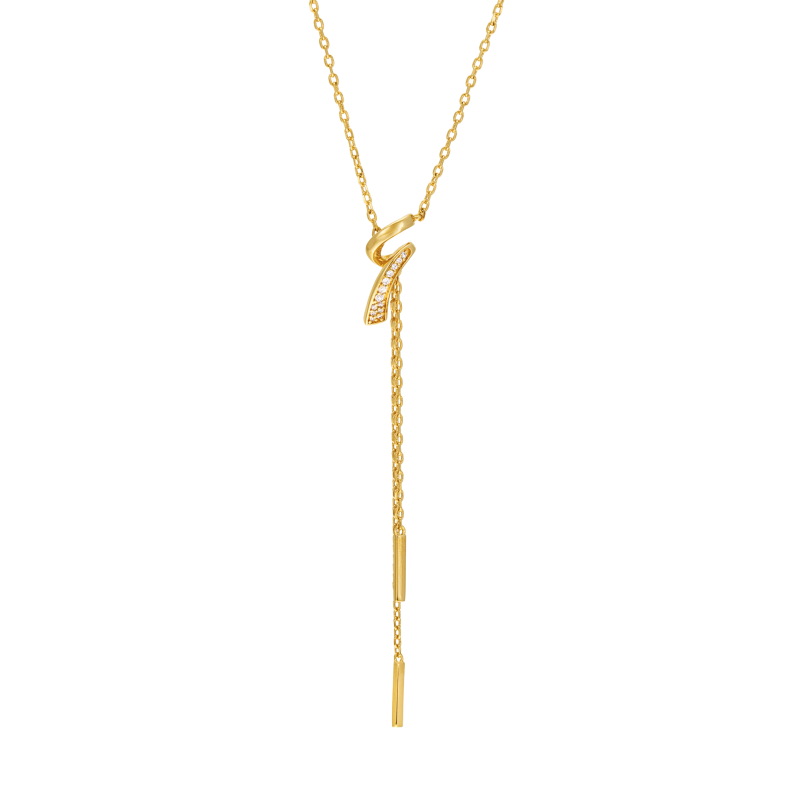 Collier en plaqué or, doré à l'or fin et oxydes de zirconium, noeud