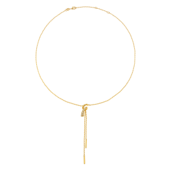 Collier en plaqué or, doré à l'or fin et oxydes de zirconium, noeud