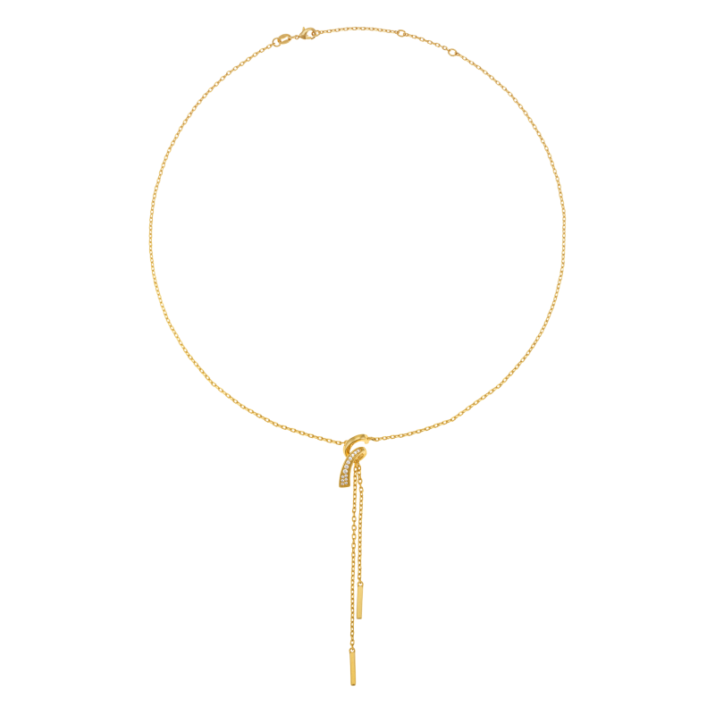 Collier en plaqué or, doré à l'or fin et oxydes de zirconium, noeud