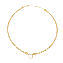 Collier en plaqué or, doré à l'or fin et oxydes de zirconium, carré 