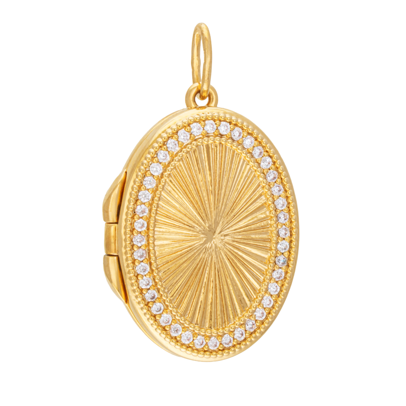 Pendentif cassolette en plaqué or, doré à l'or fin et oxydes de zirconium