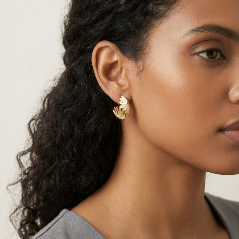 Boucles d'oreilles en plaqué or et oxydes de zirconium