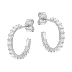 Boucles d'oreilles en argent rhodié, oxydes de zirconium
