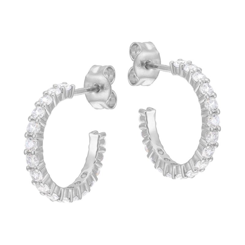Boucles d'oreilles en argent rhodié, oxydes de zirconium