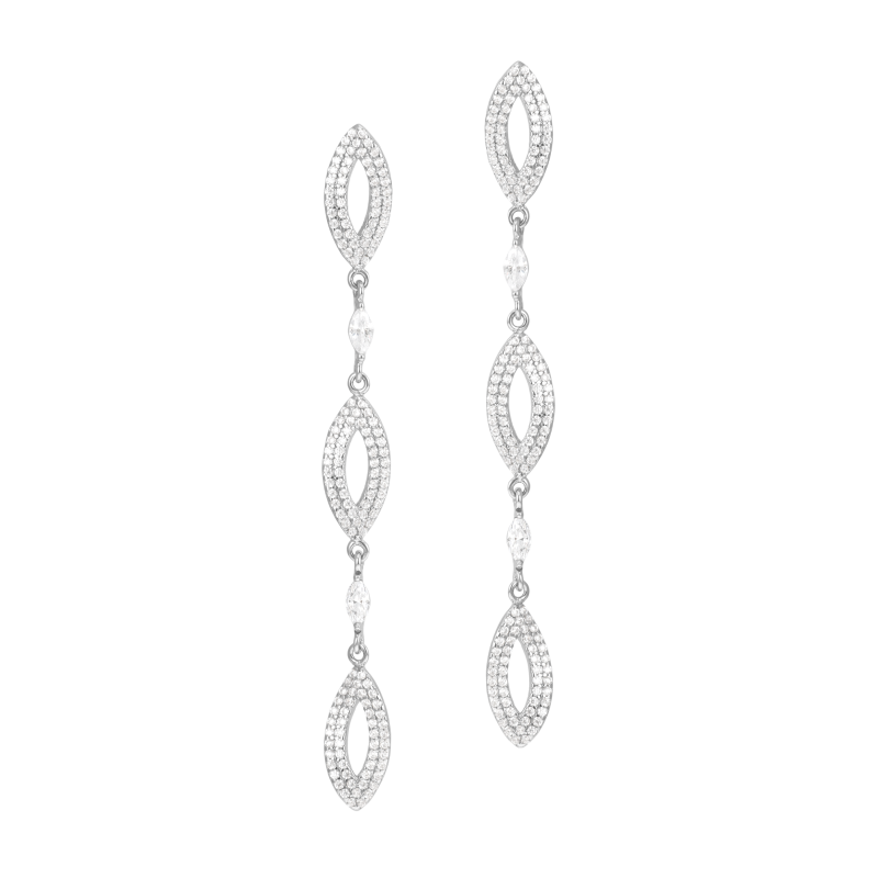 Boucles d'oreilles en argent rhodié et oxydes de zirconium 