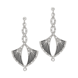 Boucles d'oreilles en argent rhodié, oxydes de zirconium et laque